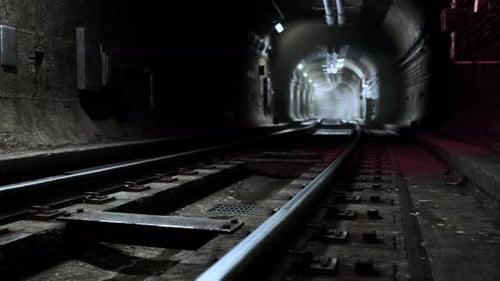 Empty Railway Tunnel Near the Underground Railway Station