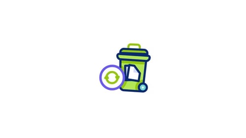 Animated Recycling Trash Can Icon Flat Design