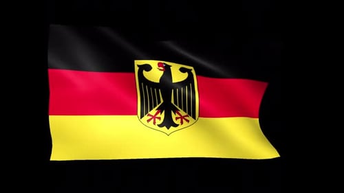 Waving German Flag with Eagle Emblem Seamless Loop