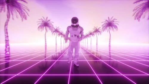 Synth Wave Astronaut et Palms Loop