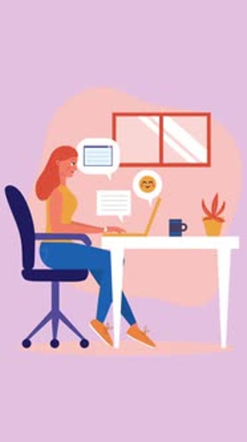 Office Working Woman On Vertical