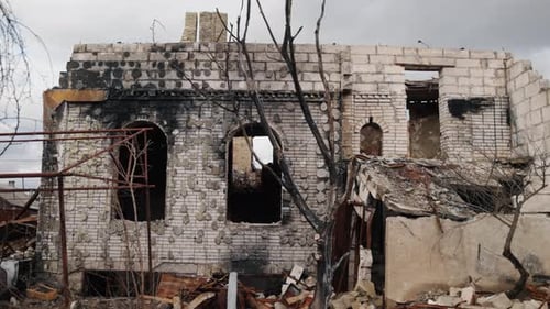 Destroyed Buildings Ukraine Bombing Damaged House