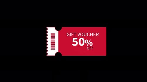 50% Off Discount Gift Voucher Animation Video - Transparent
