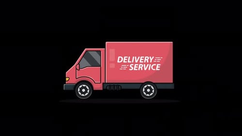 2D Flat Design Delivery Truck Service Animation