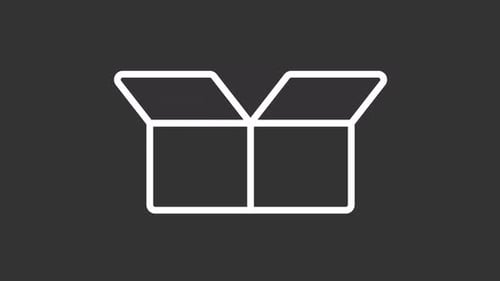 Animated Flat Design Line Icon of Opening Box