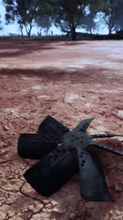 A Massive Metallic Structure Resting on a Rugged Terrain