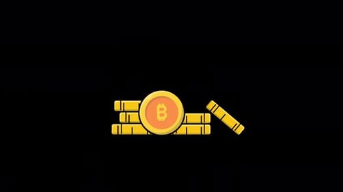Flat Design Bitcoin Coin Stack Animation