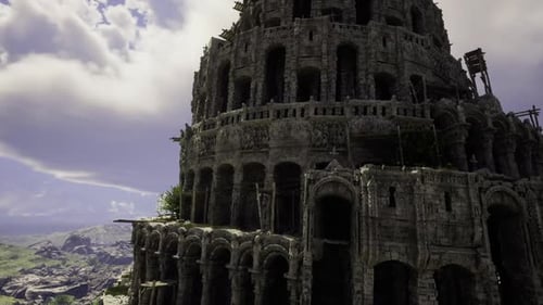 Towering Stone Fortress Highlights Impressive Scale and Rugged Textures