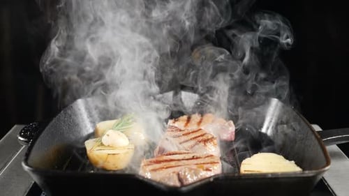 Professional Chef Working on Restaurant Kitchen