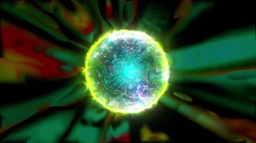 Dynamic Network Globe Animation with Neon Energy Bursts