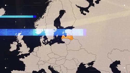 Digital World Map Zoom and Country Highlight with HUD Interface