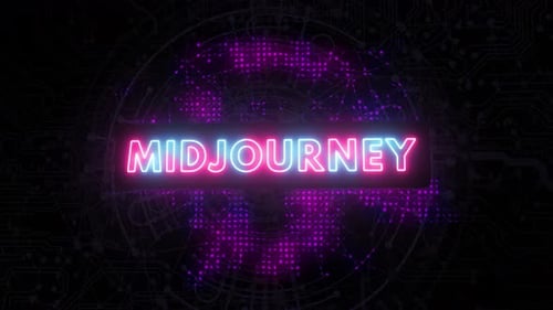 Midjourney Neon Light Effect With Digital Circuit Background