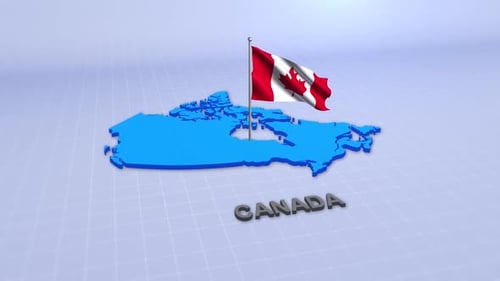 3D Canada Map and Flag Waving Animation
