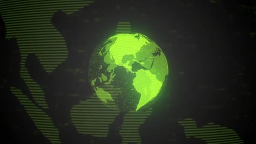 Glowing Green Digital Earth Representation
