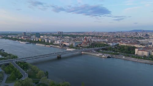 An Aerial View Showcasing the Beautiful City of Vienna Along with the Scenic Danube River