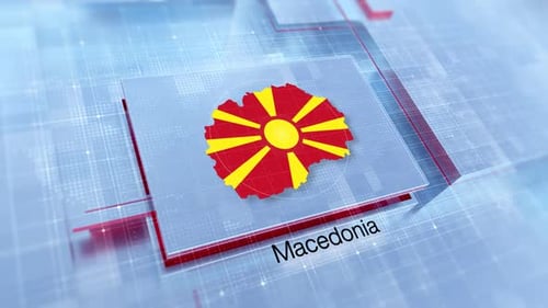 Animated Macedonia Map Flag Digital Network Display