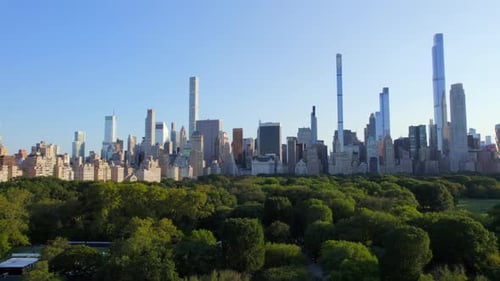 September 2021 - 4K aerial of Manhattan from Central Park, NYC, USA