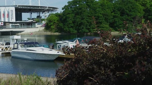 Moored yachts on Lake Ontario