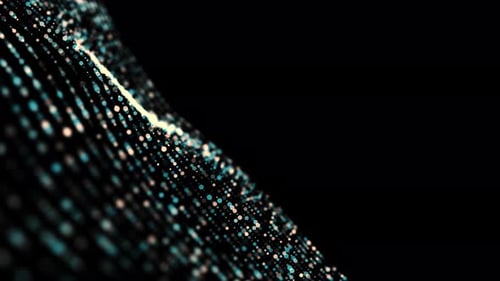 Abstrakter digitaler Datenhintergrund. Welle mit beweglichen Punkten. Musikalischer Klangstrom