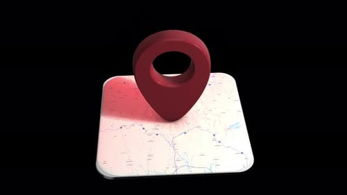 3D Map Location Pin Red Loop
