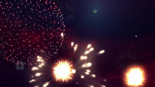 Fireworks Display Celebration Colorful New Year Loop Firework Explosion Loop
