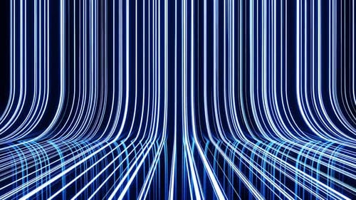 Animated Blue Neon Lines Tunnel with Digital Flow Effect