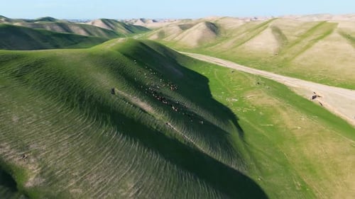 Aerial view of the Green Mountains and peaceful nature. heaven, green hills, peaceful nature, Afghan