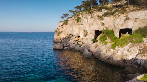 Limestone cliff caves