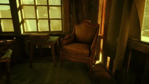 Old Abandoned Room with Vintage Furniture and Dust Motes