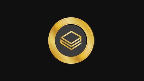 3D Golden Spinning Coin with Abstract Layered Symbol