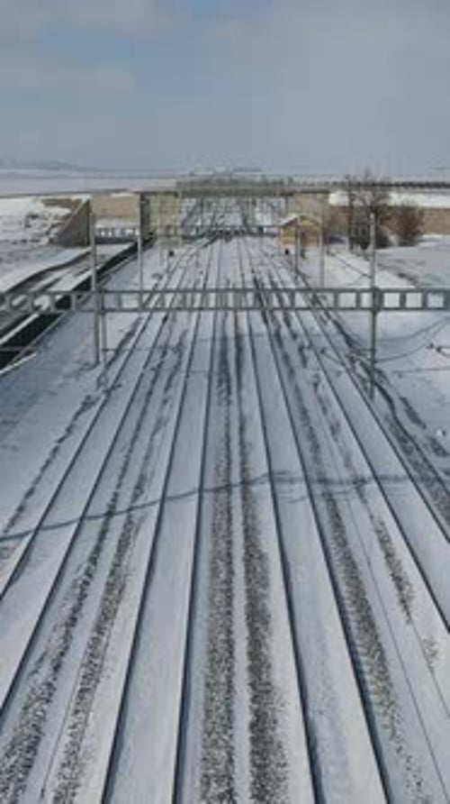 Snowy Train Railroad