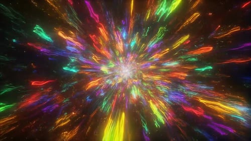 Une lumière au néon abstraite diffuse une explosion cosmique rayonnante