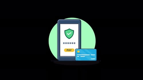 Secure Online Payment with Smartphone and Credit Card Animation
