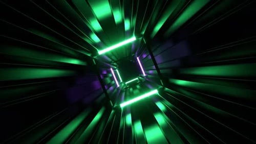 Purple And Turquoise Corrugated Neon Strobe Tunnel Background Vj Loop In HD