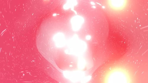 Red And White Ring Tunnel With Twinkling Lights Background VJLoop l 4K