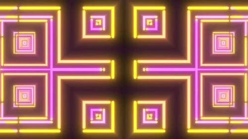 Dynamic neon tunnel visualization with pulsing geometric shapes