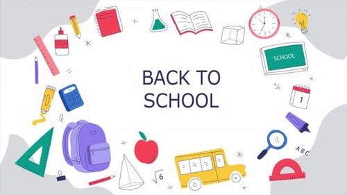 Back to School with School Items in White Background 4K
