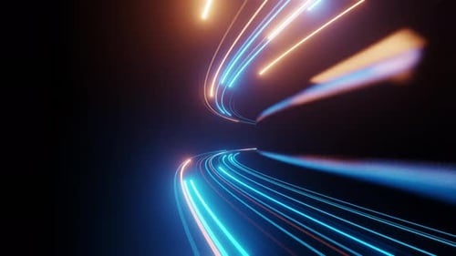 Futuristic Speed Tunnel with Glowing Neon Light Trails