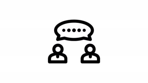 Animated Flat Design Icon of People Talking with Speech Bubble