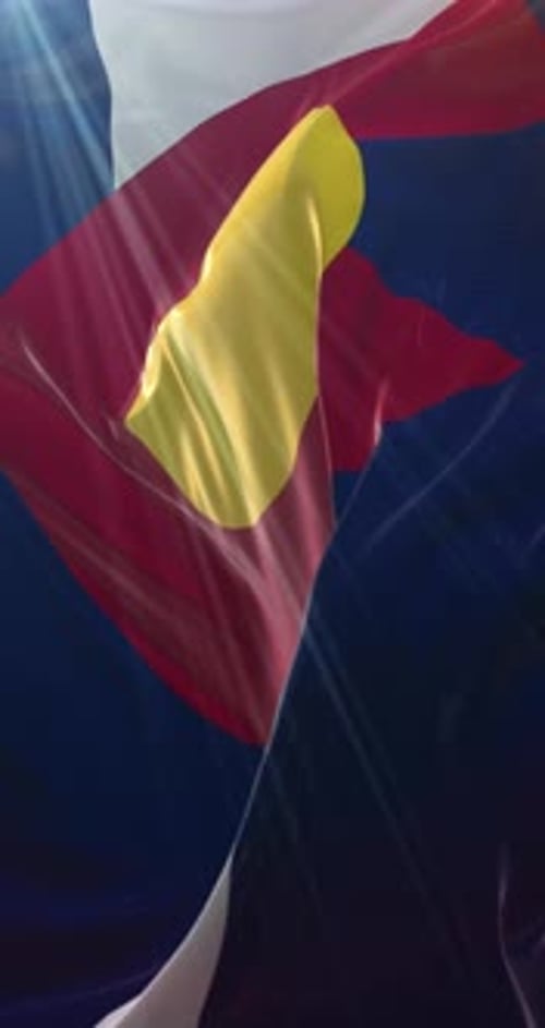 Realistic Waving Colorado State Flag Vertical Animation Loop