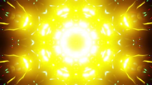Golden Kaleidoscope Mandala VJ Loop with Radiant Pulsing Stars and Depth