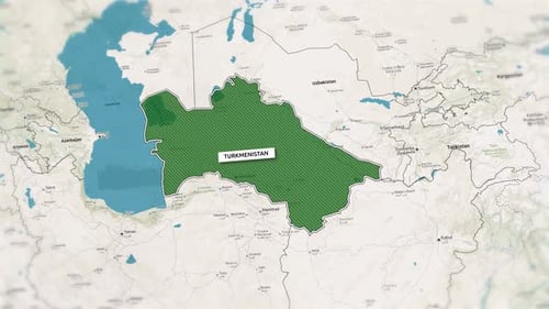 Turkmenistan Country Map Highlight Reveal