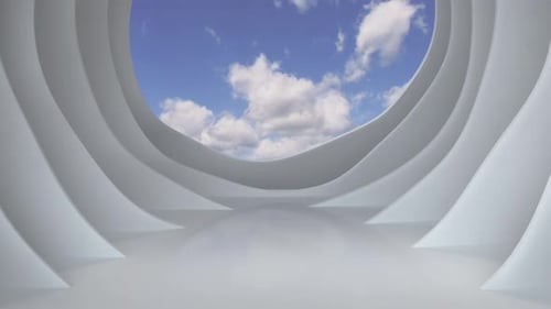 Intérieur en forme de vague blanche. Animation de rendu 3D en boucle fluide
