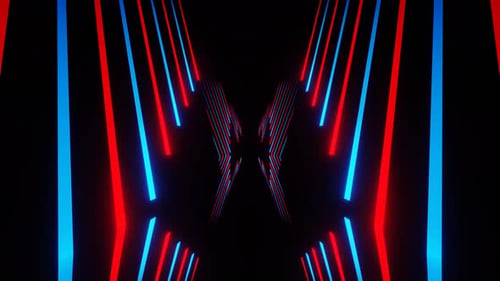 Red And Blue Neon Lines Drop In Mirror Corridor Background Vj Loop In 4K