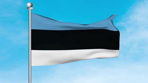 Estonia National Flag Realistic Waving Animation