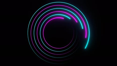 Cyan And Pink Seamless Neon Circles Background Vj Loop In 4K