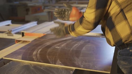 Carpenter Master is cutting wood in the Carpentry Workshop.