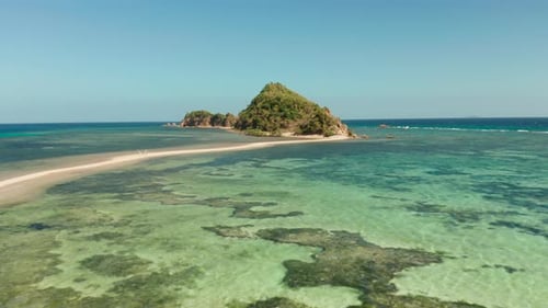 Tropical Island with Sandy Beach Philippines Palawan