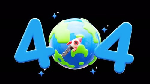 404 Fehler 3D-Animation, Erdthema, Alpha-Hintergrund