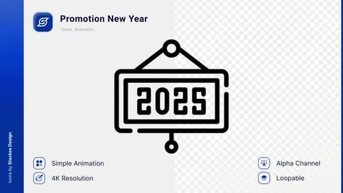Minimalist Animated 2025 New Year Swinging Sign Icon